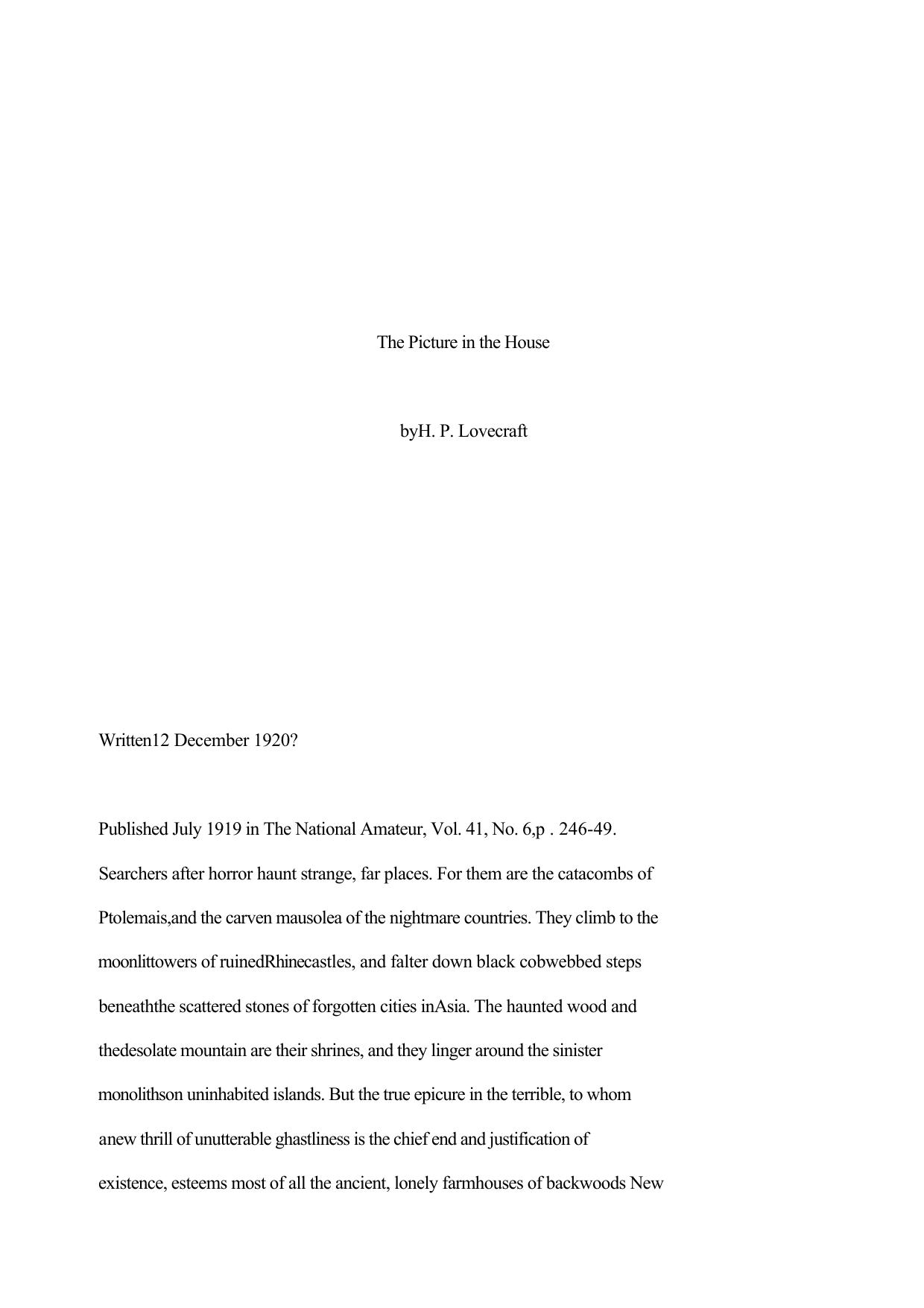 The Picture in the House