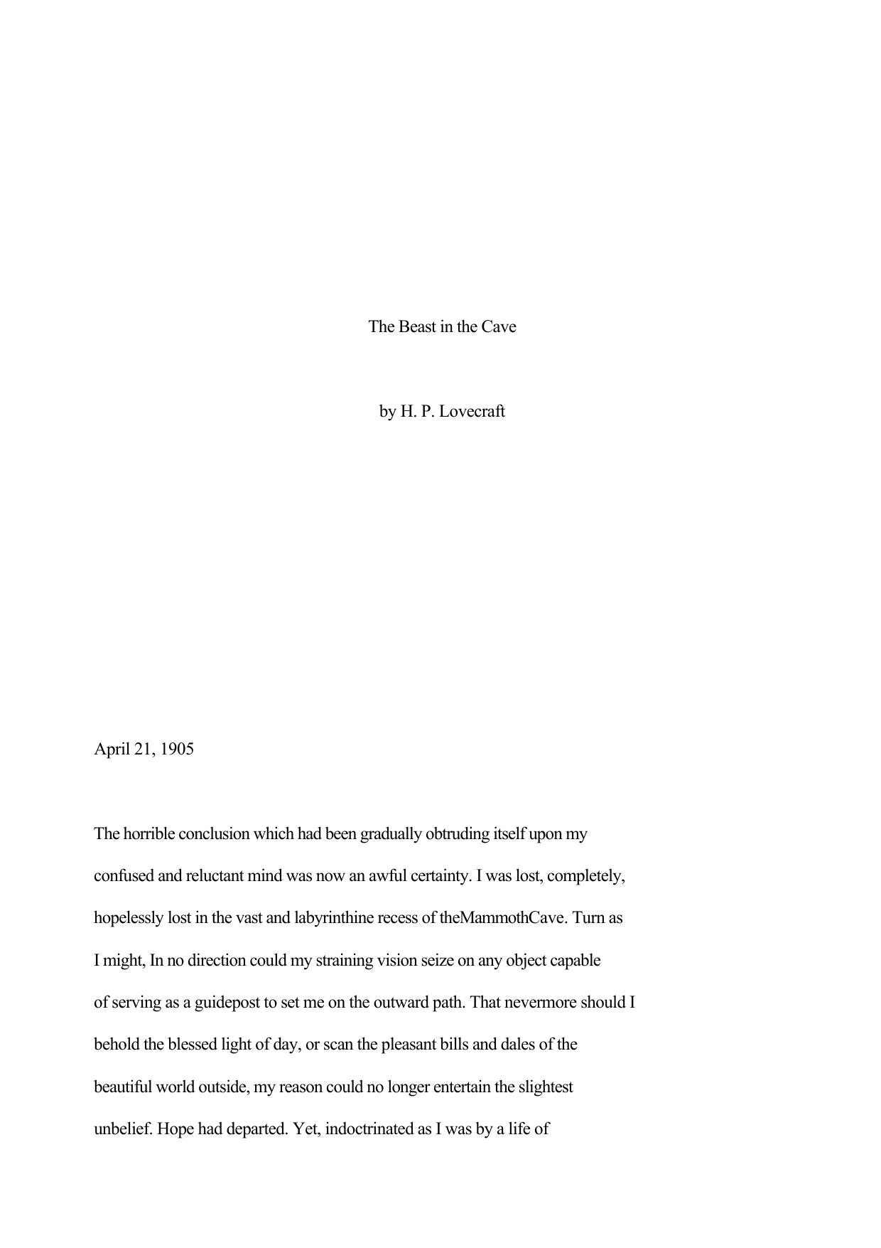 The Beast in the Cave