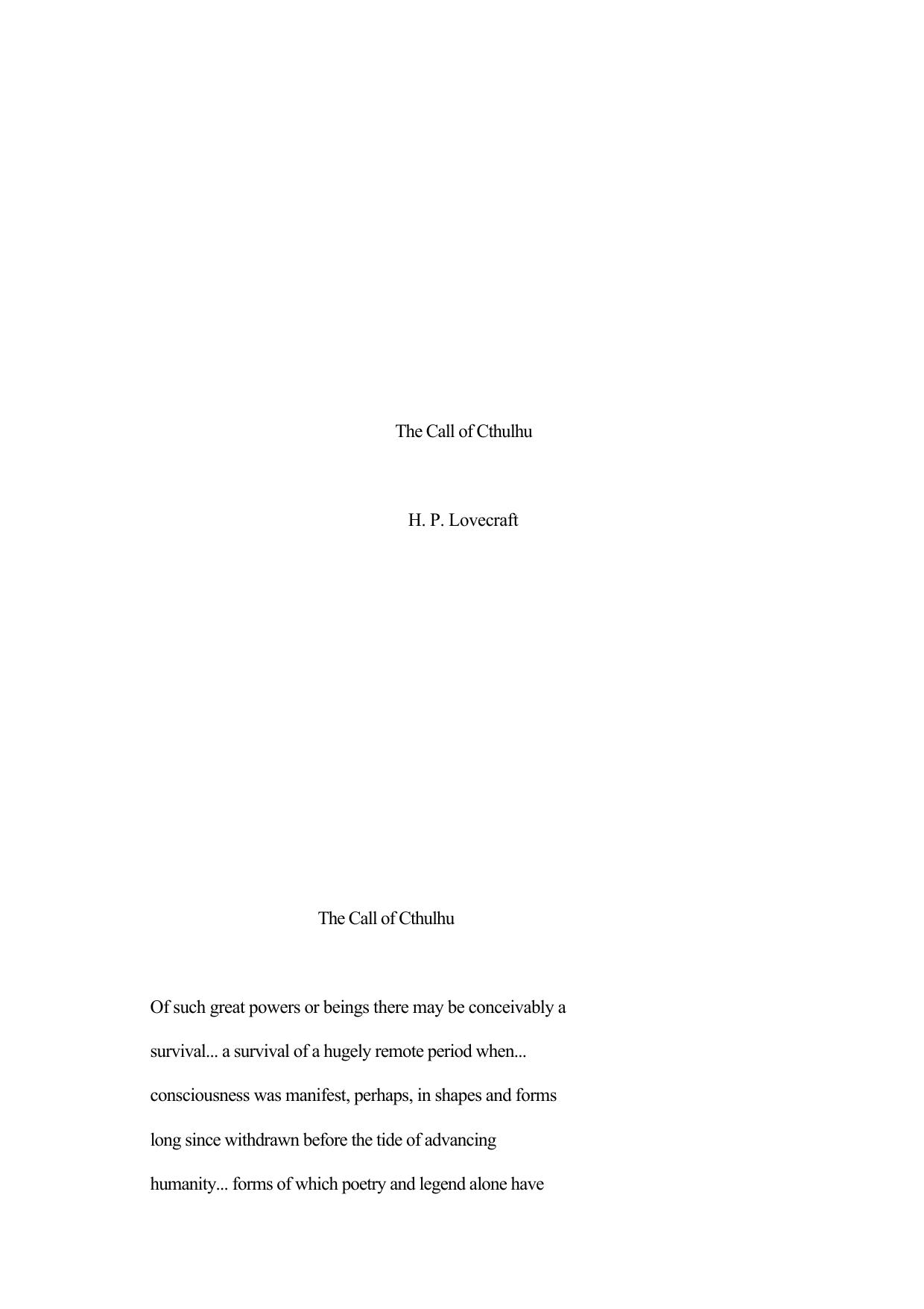 The Call of Cthulhu