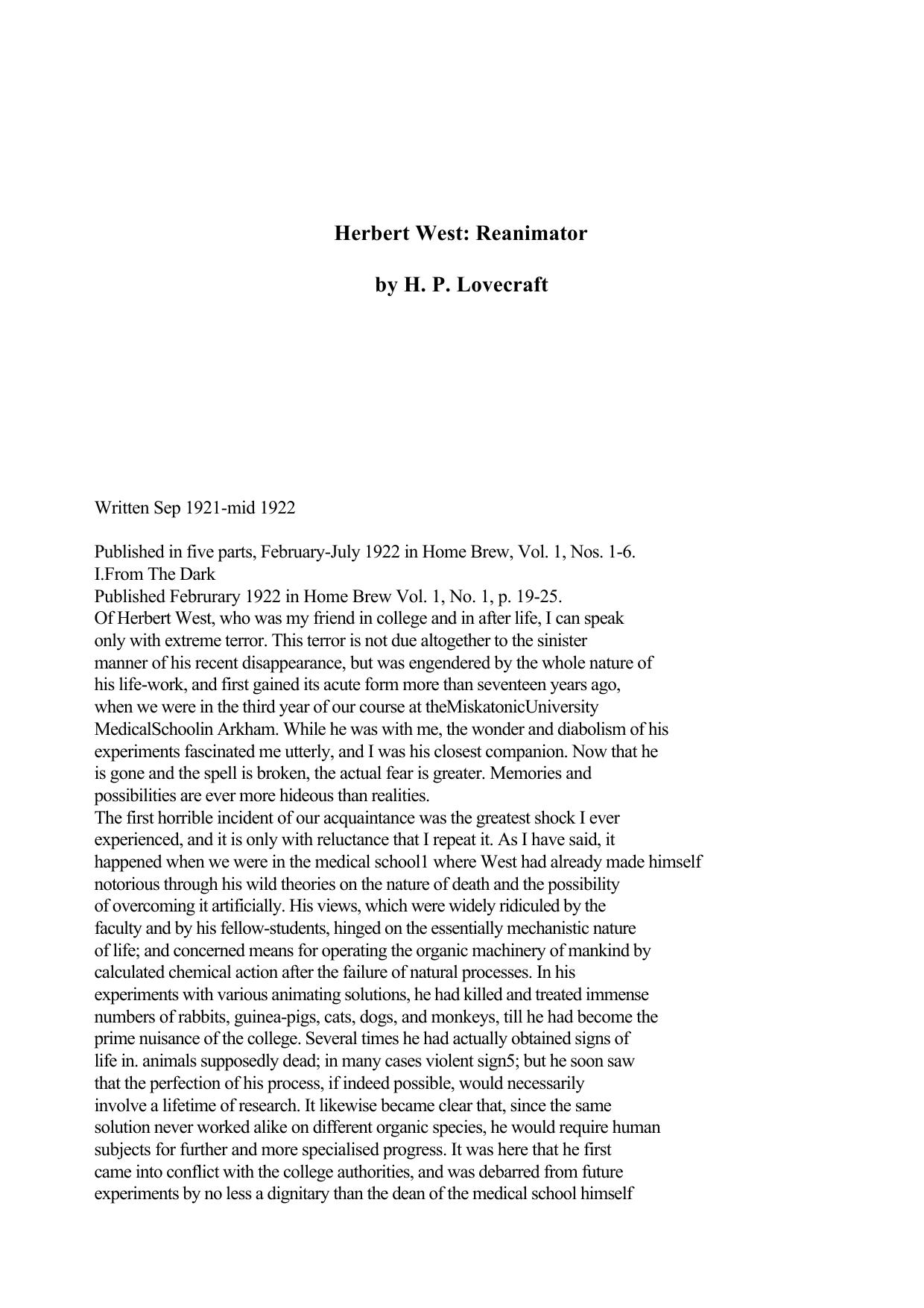 Herbert West: Reanimator