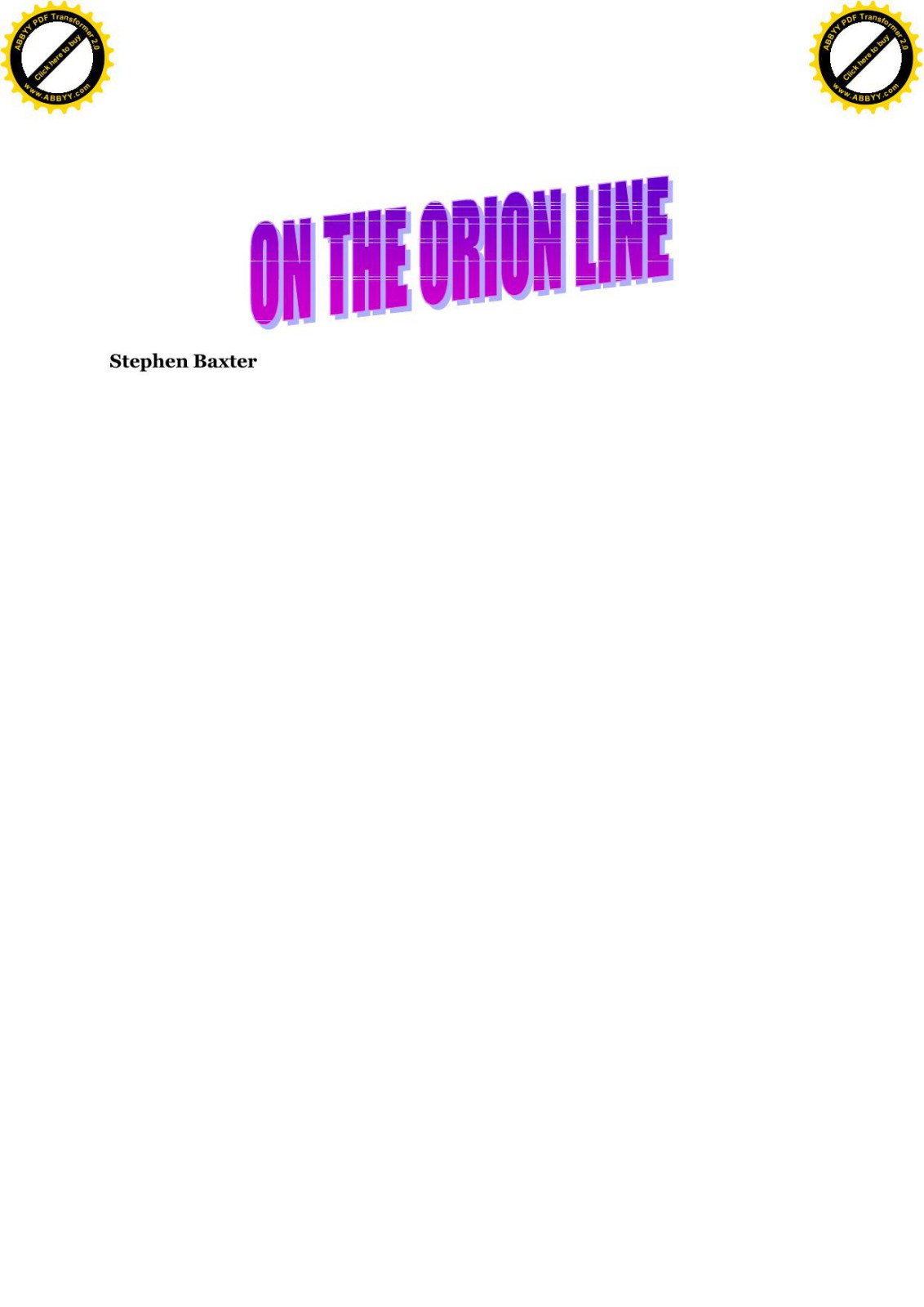 On the Orion Line