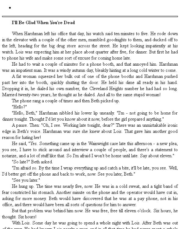 I'll Be Glad When You're Dead