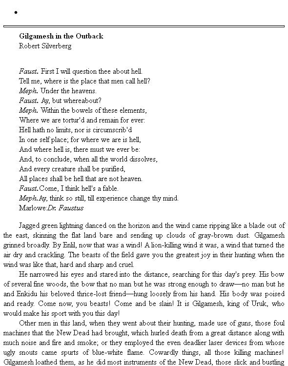 Gilgamesh in the Outback