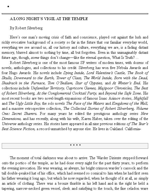 A Long Night's Vigil at the Temple