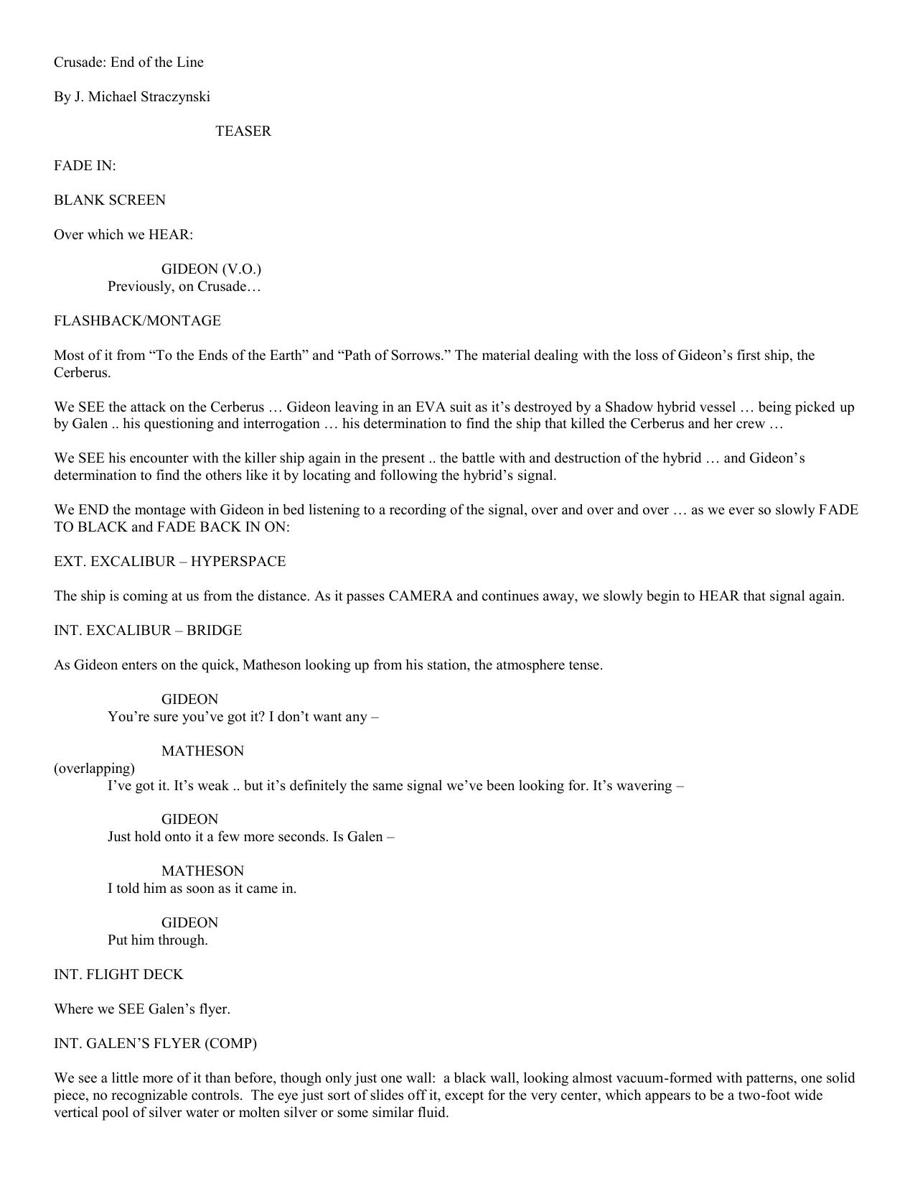 Babylon 5 - Crusade - End of the Line - Script unaired